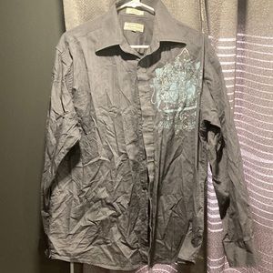 Eighty-Eight, Men's Casual Button Down  graphic Shirt gray size L  100%cotton